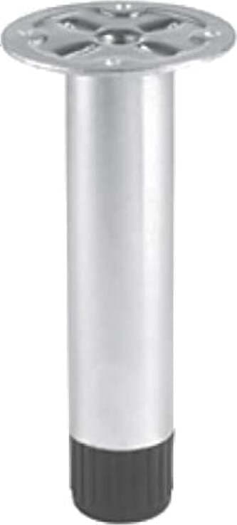 PIEDE-TONDO-PER-MOBILI-REGOLABILE-Ø28MMxH.100MM---IN-ACCIAIO-CON-FINITURA-ZINCATA---CON-GOMMINO---SENZA-VITI