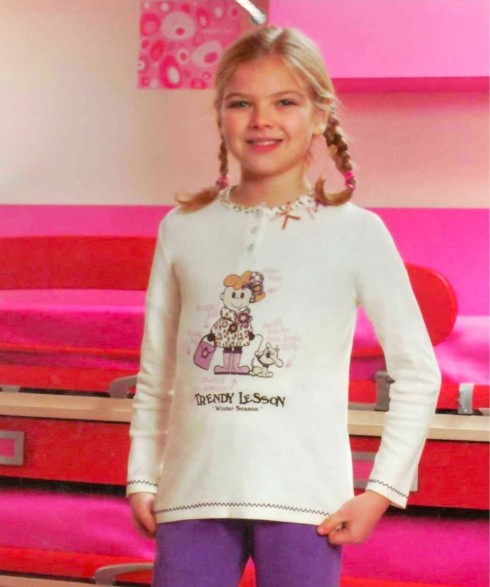 Pigiama Bambina Due Pezzi Aserafino 100% Cotone Felpato Interlok Invernale Bimbissimi Art. Pc7913-As