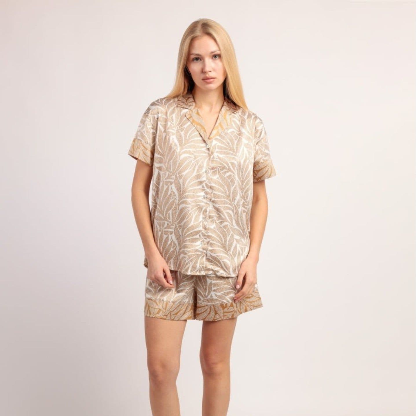 Pigiama Donna Admas Luxury 64101 Luxe Leaves Primavera/Estate in Raso con Pantaloncino in Autocategorizzazione The King Luxury - San Marcellino, commercioVirtuoso.it