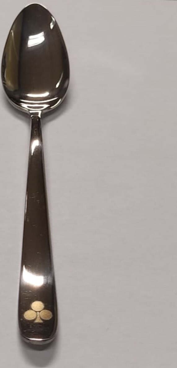 PINTINOX---CONFEZIONE-12-PEZZI---CUCCHIAINO-DA-MOKA-CON-TRIFOGLIO-ORO-11CM---IN-ACCIAIO-INOSSIDABILE