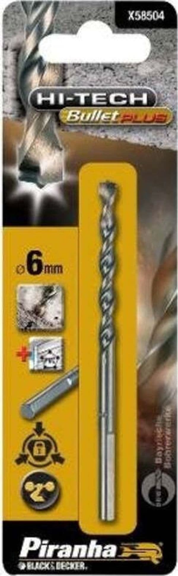 PIRANHA - BLACK&DECKER - PUNTE PER GRANITO CODOLO ESAGONALE 6MM