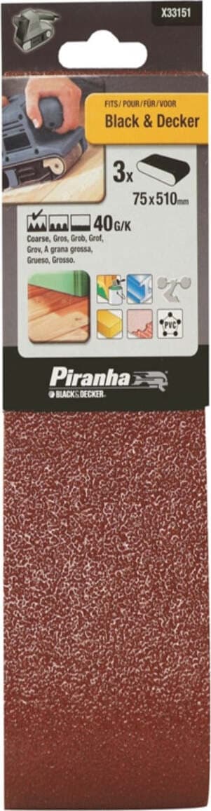 PIRANHA - NASTRI ABRASIVI 75X510MM GRANA 40 3PZ