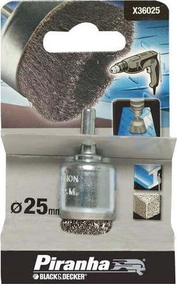 PIRANHA-BLACK&DECKER-SPAZZOLA-A-TAZZA-IN-ACCIAIO-PER-TRAPANO-25mm-X36025
