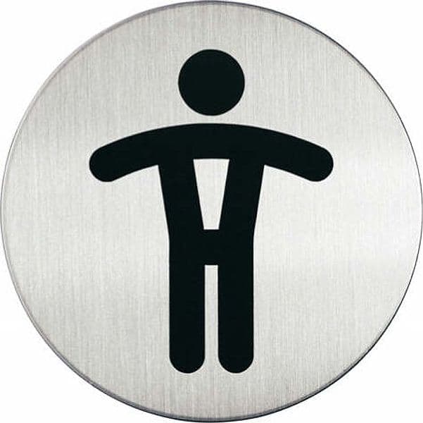 Pittogramma adesivo - WC uomini - acciaio - diametro 8 3 cm - Durable Fai da te/Ferramenta/Numeri civici targhe e cartelli/Targhe per il nome Eurocartuccia - Pavullo, Commerciovirtuoso.it