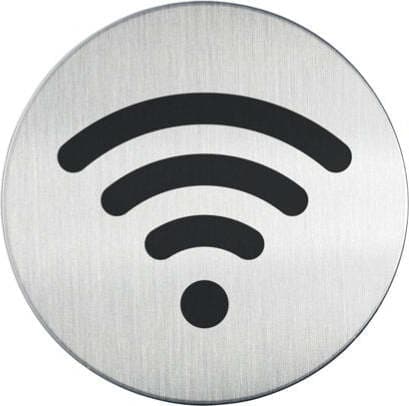 Pittogramma adesivo - Wi-Fi - acciaio inox - diametro 8 3 cm - Durable Fai da te/Ferramenta/Numeri civici targhe e cartelli/Targhe per il nome Eurocartuccia - Pavullo, Commerciovirtuoso.it