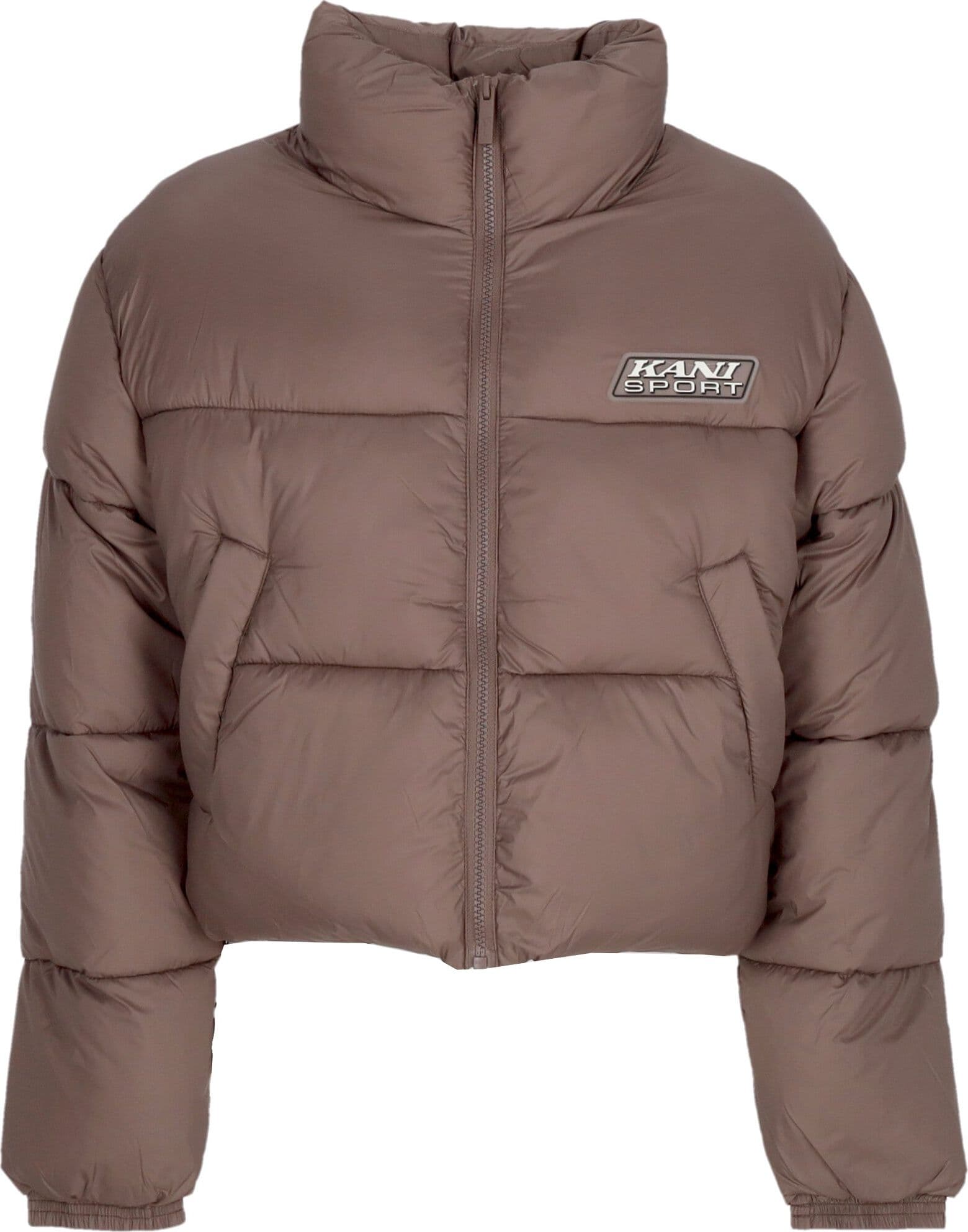 KARL KANI Piumino Corto Donna W Sport Patch Crop Puffer Jacket Taupe da donna in Giacche Drestige - Casamassima, commercioVirtuoso.it