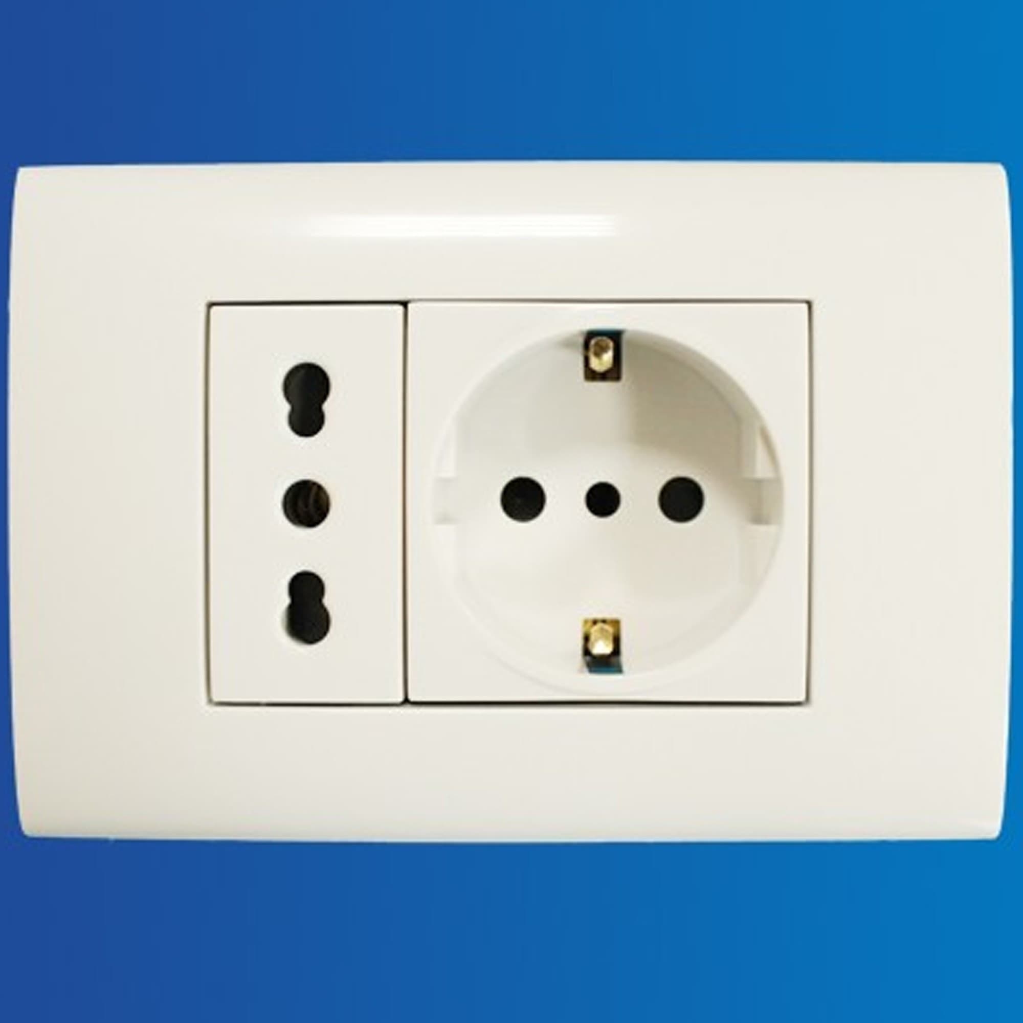 PLACCA PLACCHETTA 2 POSTI COMPLETA PRESA BIPASSO PRESA SHUKO INCASSO 503