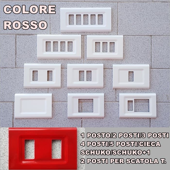 PLACCA ROSSA IN ABS SERIE ELITE PER SCATOLE RETTANGOLARI in Placche combinate interruttori e prese Fatma - Giugliano in Campania, commercioVirtuoso.it