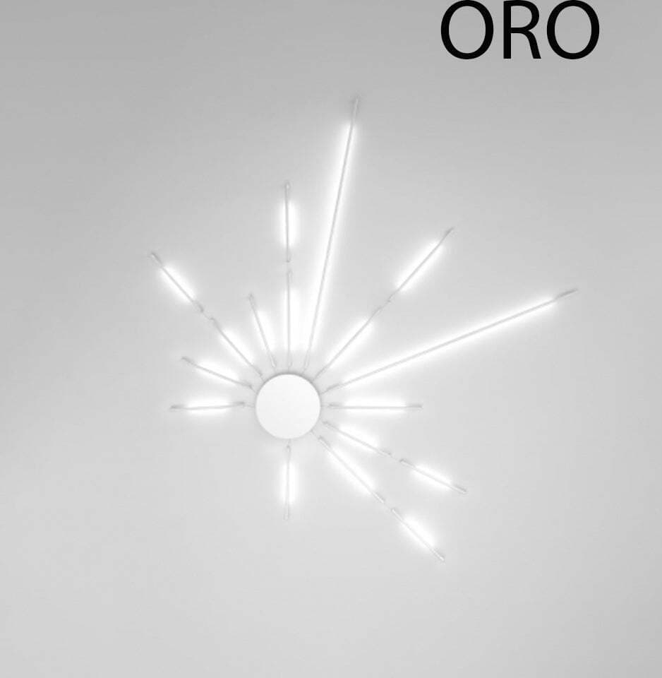 Plafoniera---Lampada-Da-Soffitto-Moderno-Sole-Metallo-Oro-17-Luci-Led-78W
