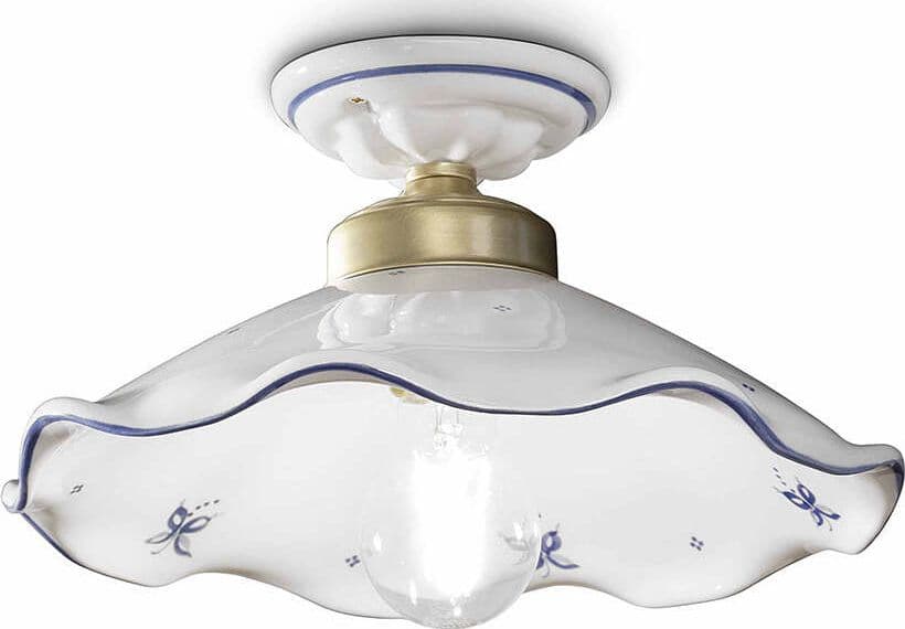 Plafoniera-Classica-Belluno-Ceramica-E-Ottone-Decorato-Filo-Blu-1-Luce-E27