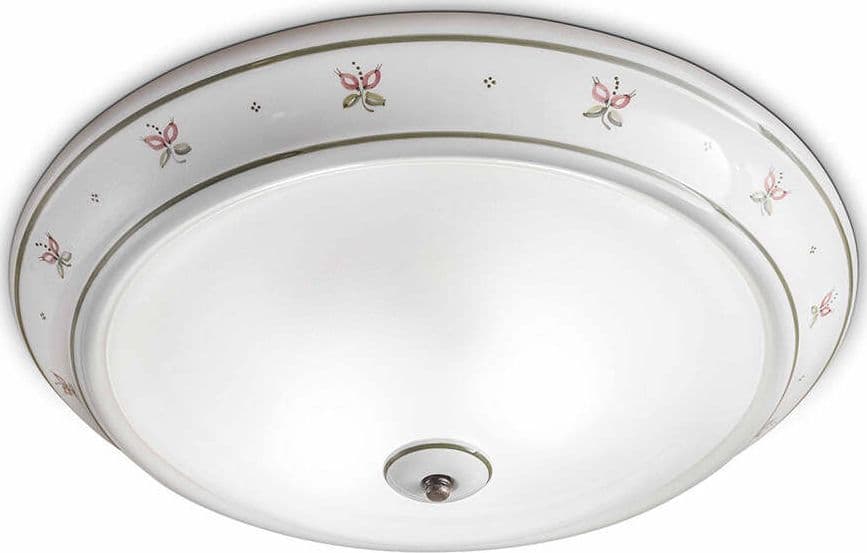 Plafoniera-Classica-Capua-Ceramica-E-Ottone-Satinato-Decorato-2-Luci-E27
