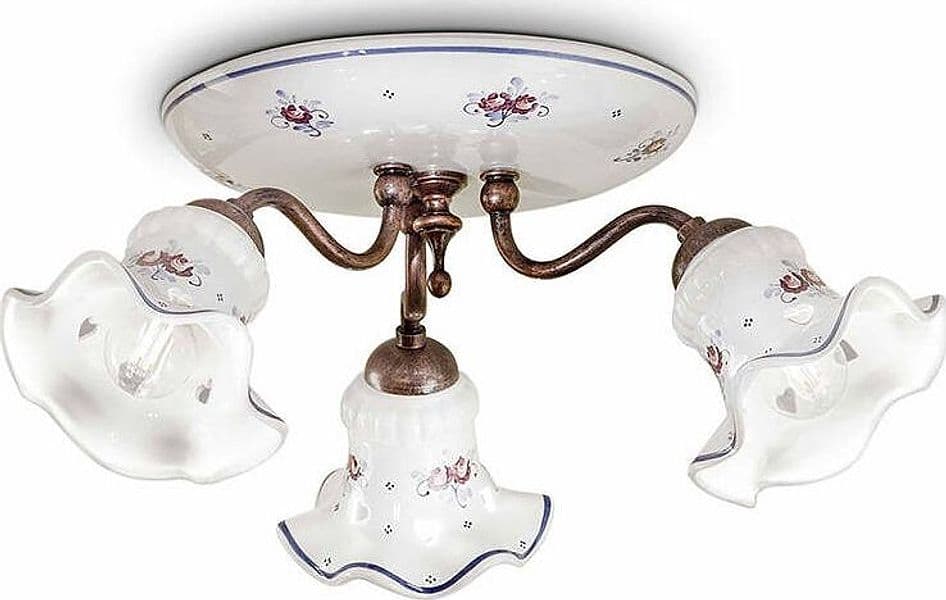 Plafoniera-Classica-Chieti-Metallo-E-Ceramica-Nero-Sfumato-Rame-3-Luci-E14
