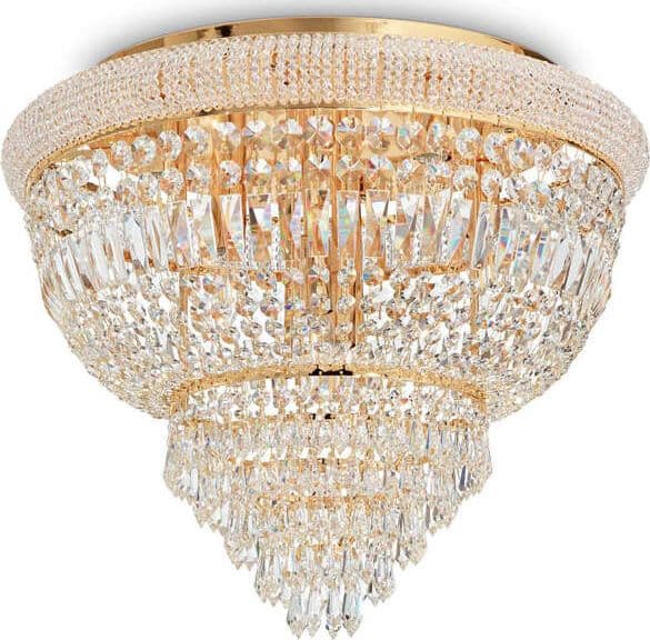 Plafoniera-Classica-Dubai-Metallo-Cristallo-Ottone-6-Luci-E14