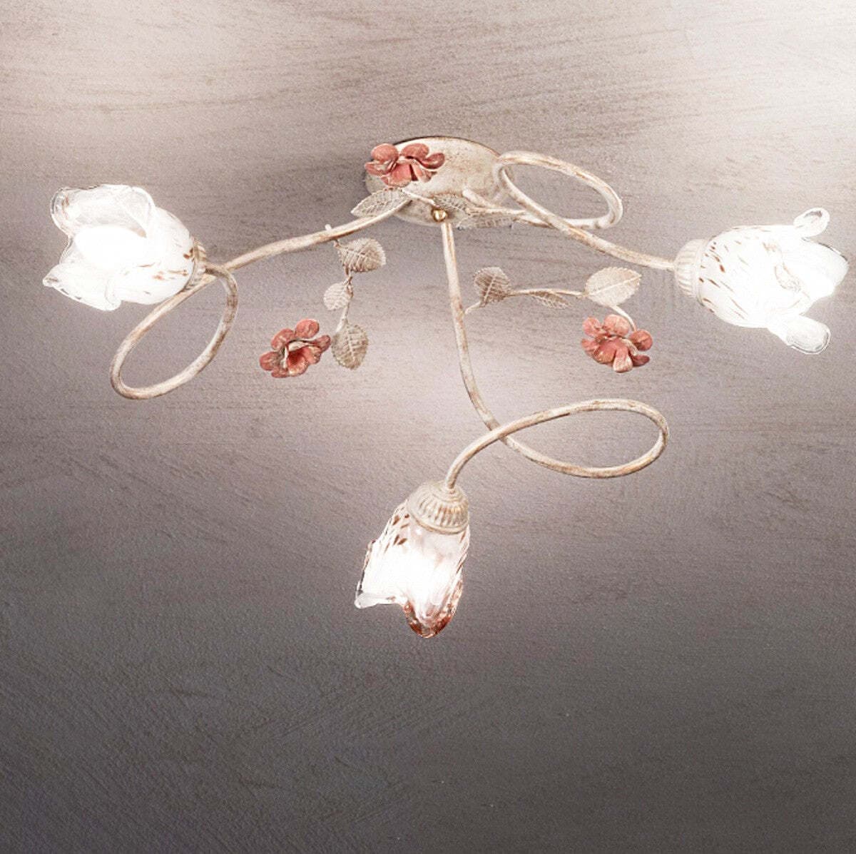 Plafoniera-classica-Due-P-illuminazione-MATILDE-PL3-E14-LED-metallo-vetro-lampada-soffitto