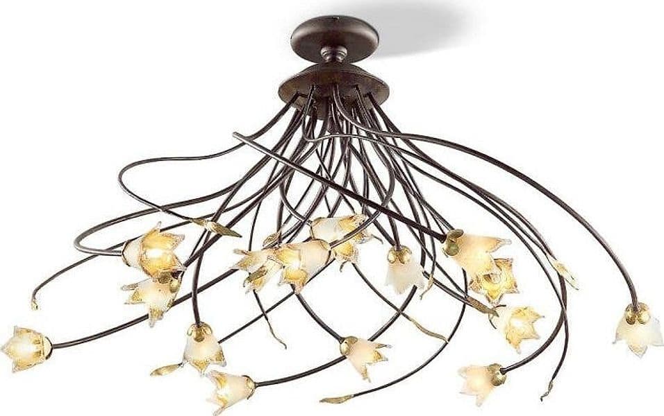 Plafoniera-classica-Flami-ORCHIDEA-3303-15F-G9-LED-ferro-vetro-lampada-soffitto