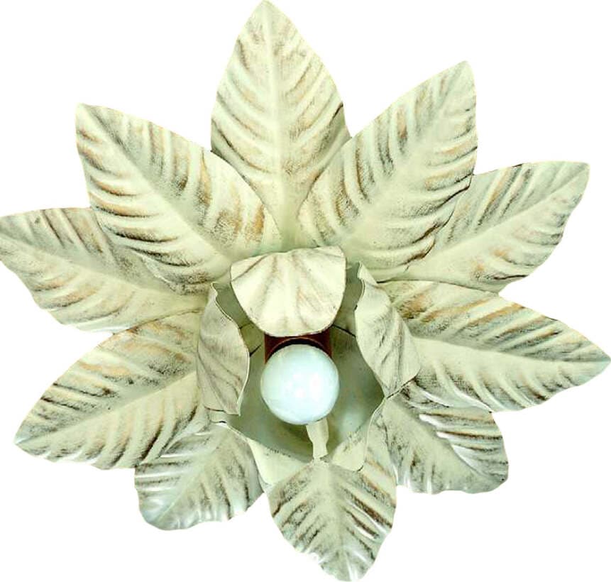 Plafoniera-Classica-In-Ferro-Bianco-Oro-Polvere-1-Luce-Gallinella