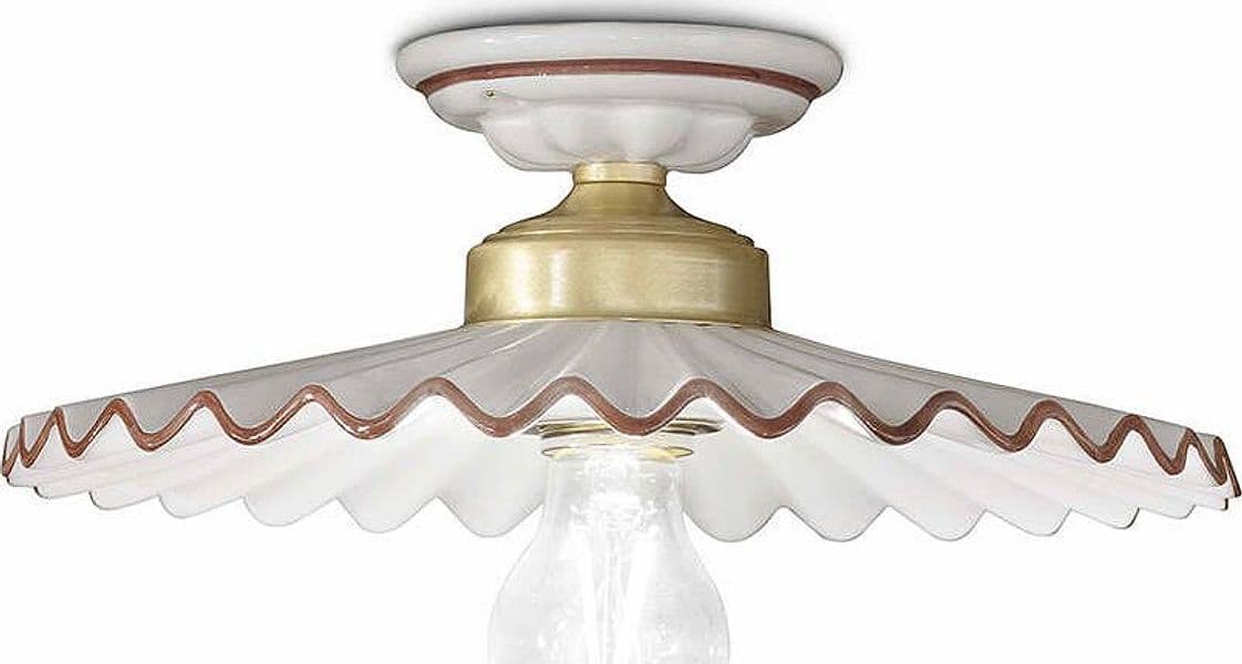 Plafoniera-Classica-L'Aquila-Ottone-E-Ceramica-Decorato-Diam.-31Cm-Luce-E27