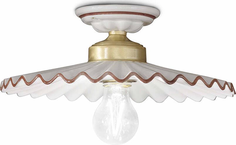 Plafoniera-Classica-L'Aquila-Ottone-E-Ceramica-Decorato-Diam.-31Cm-Luce-E27