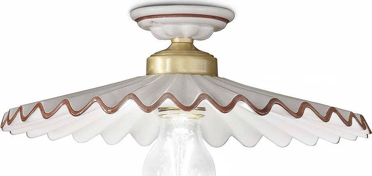 Plafoniera-Classica-L'Aquila-Ottone-E-Ceramica-Decorato-Diam.-41Cm-Luce-E27