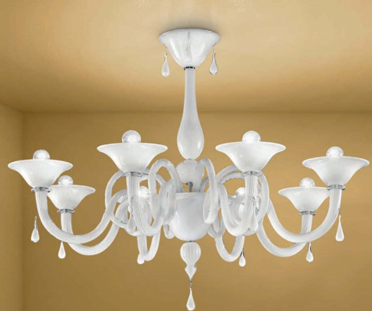 Plafoniera-classica-Sylcom-DOLFIN-1380-8-E14-LED-vetro-soffiato-lampada-soffitto