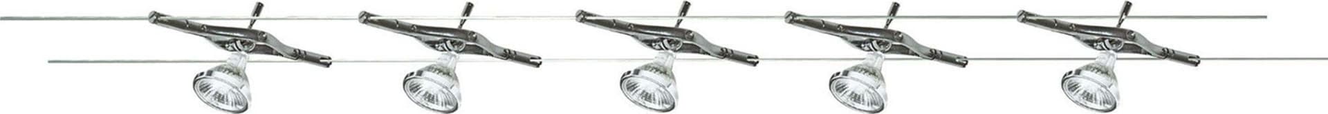 Plafoniera-Contemp-Cavo-Acciaio-Cromo-Policarbonato-Argento-5-Luci-Gu5.3-5X5W