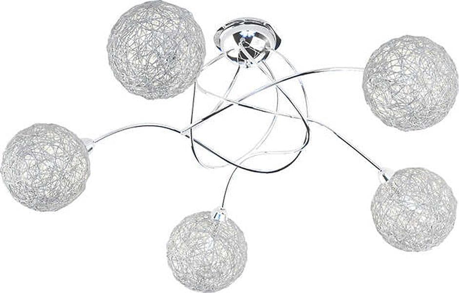 Plafoniera-Contemp-Willow-Metallo-Cromo-Diffusore-Alluminio-5-Luci-G9