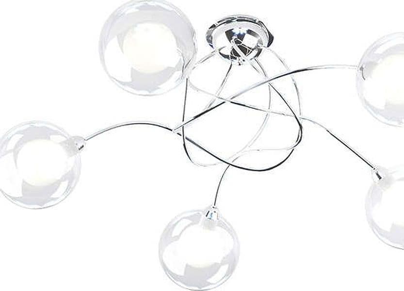 Plafoniera-Contemp-Willow-Metallo-Cromo-Vetro-Bianco-E-Satinato-5-Luci-G9
