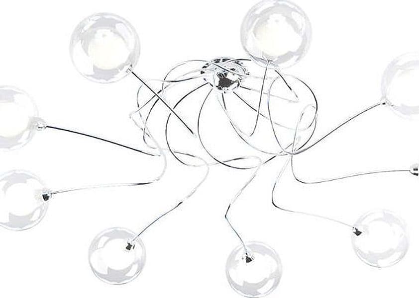 Plafoniera-Contemp-Willow-Metallo-Cromo-Vetro-Bianco-E-Satinato-9-Luci-G9