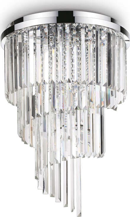 Plafoniera-Contemporanea-Carlton-Metallo-Cristallo-Cromo-12-Luci-E14