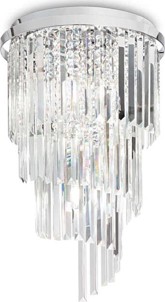 Plafoniera-Contemporanea-Carlton-Metallo-Cristallo-Cromo-8-Luci-E14