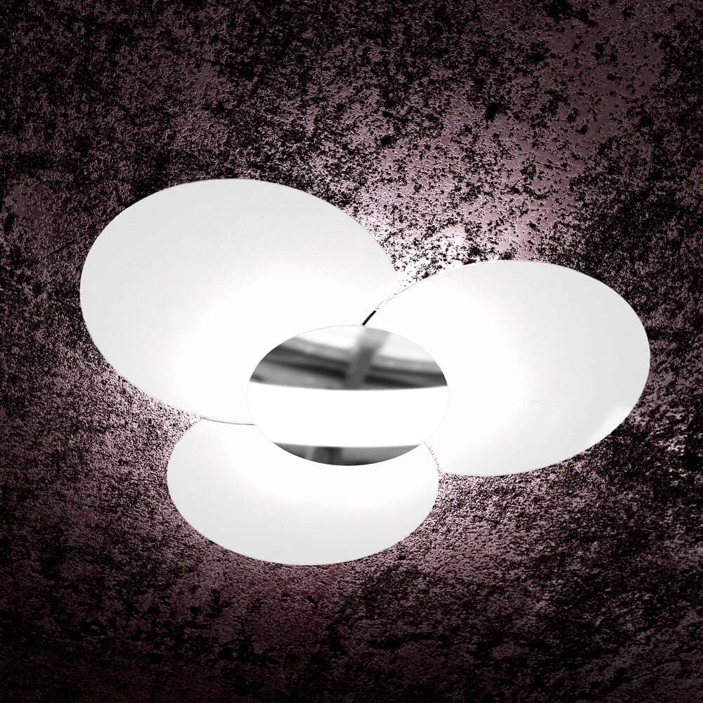 Plafoniera-Contemporanea-Clover-Metallo-Cromo-Vetro-Bianco-6-Luci-E27