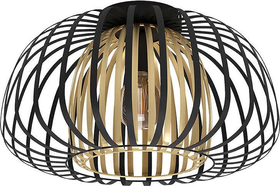 Plafoniera-Contemporanea-Encinitos-1-Luce-Acciaio-Nero-E-Oro