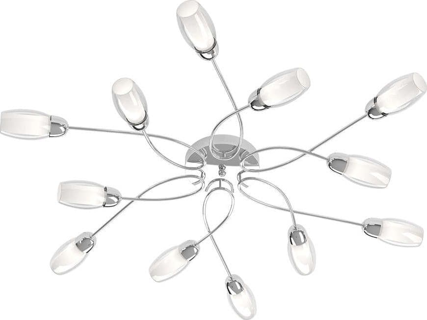 Plafoniera-Contemporanea-Feeling-Net-Metallo-Cromo-Vetro-Trasparente-12-Luci-G9