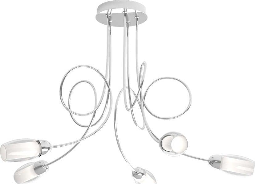 Plafoniera-Contemporanea-Feeling-Net-Metallo-Cromo-Vetro-Trasparente-5-Luci-G9