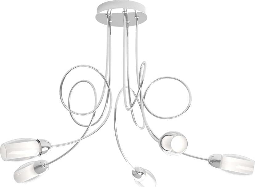 Plafoniera-Contemporanea-Feeling-Net-Metallo-Cromo-Vetro-Trasparente-5-Luci-G9