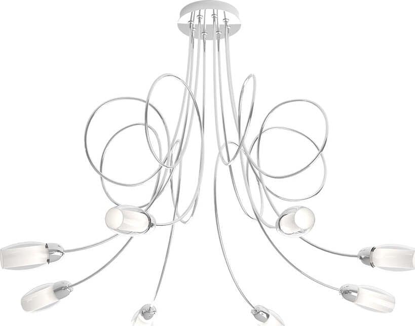 Plafoniera-Contemporanea-Feeling-Net-Metallo-Cromo-Vetro-Trasparente-8-Luci-G9