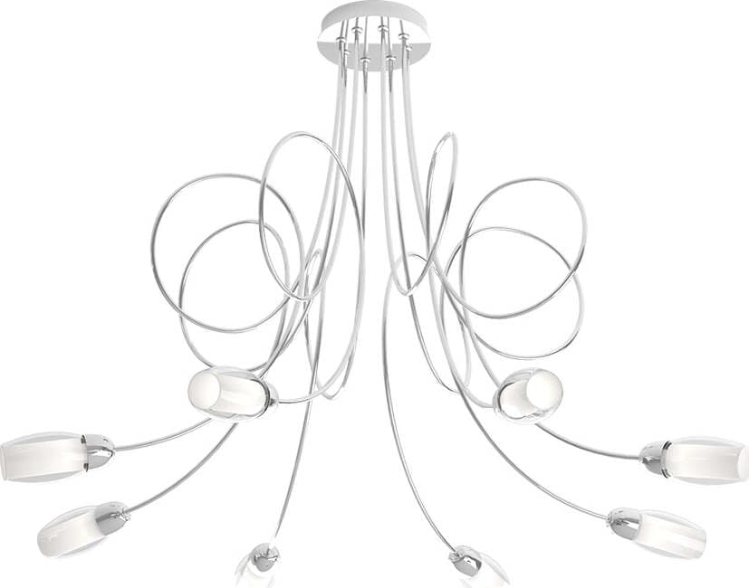Plafoniera-Contemporanea-Feeling-Net-Metallo-Cromo-Vetro-Trasparente-8-Luci-G9