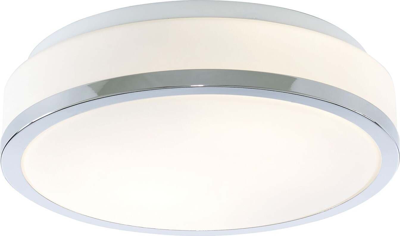 Plafoniera-Contemporanea-Formaggio-Acciaio-Cromo-Vetro-Bianco-1-Luce-E27-28Cm
