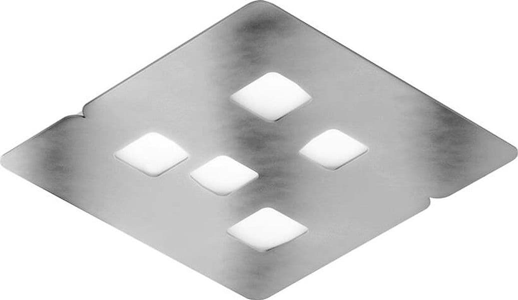 Plafoniera-Contemporanea-Giselle-Metallo-Bianco-E-Diffusore-Acciao-44Cm-5-Luci