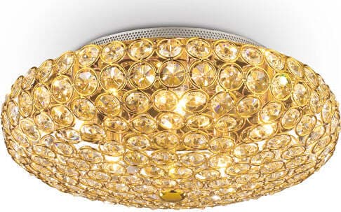 Plafoniera-Contemporanea-King-Metallo-Cristallo-Oro-5-Luci-G9-3W-3000K