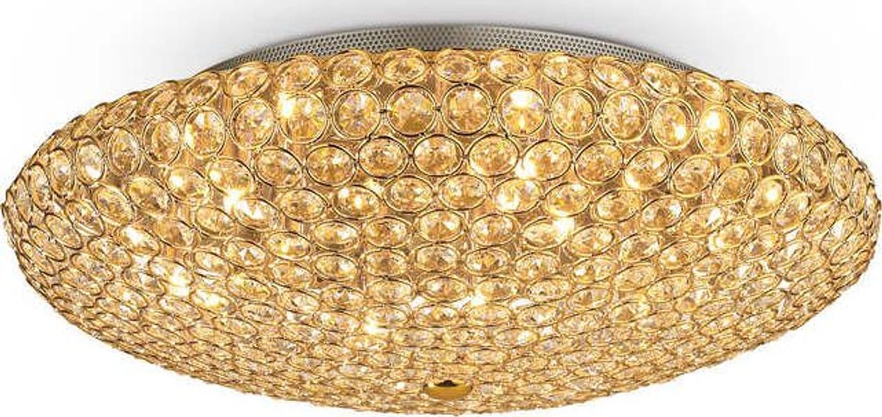 Plafoniera-Contemporanea-King-Metallo-Cristallo-Oro-9-Luci-G9-3W-3000K