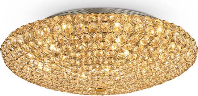 Plafoniera-Contemporanea-King-Metallo-Cristallo-Oro-9-Luci-G9-3W-3000K