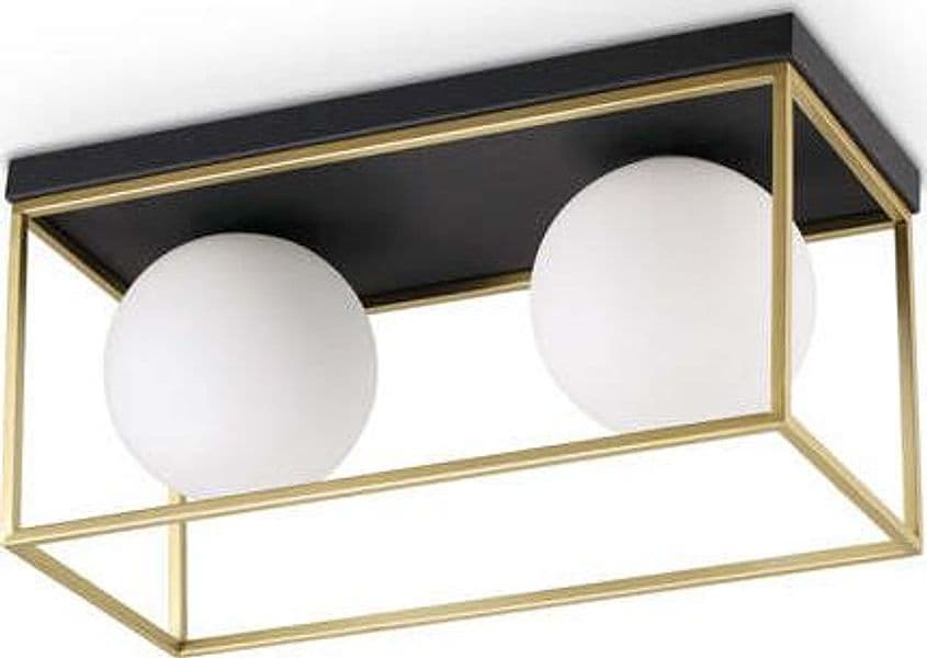 Plafoniera-Contemporanea-Lingotto-Metallo-Ottone-2-Luci-E14