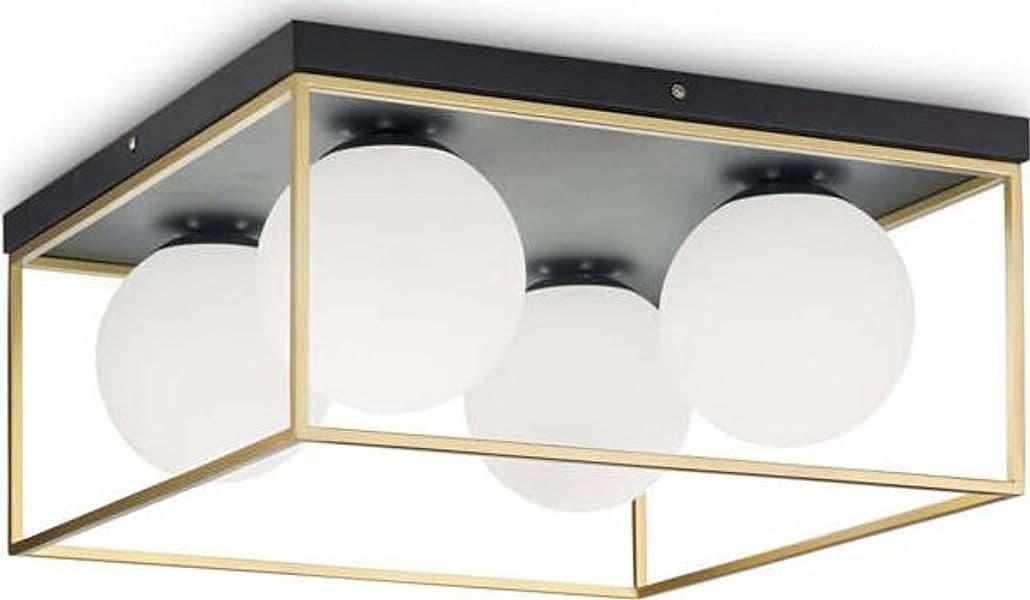 Plafoniera-Contemporanea-Lingotto-Metallo-Ottone-4-Luci-E14
