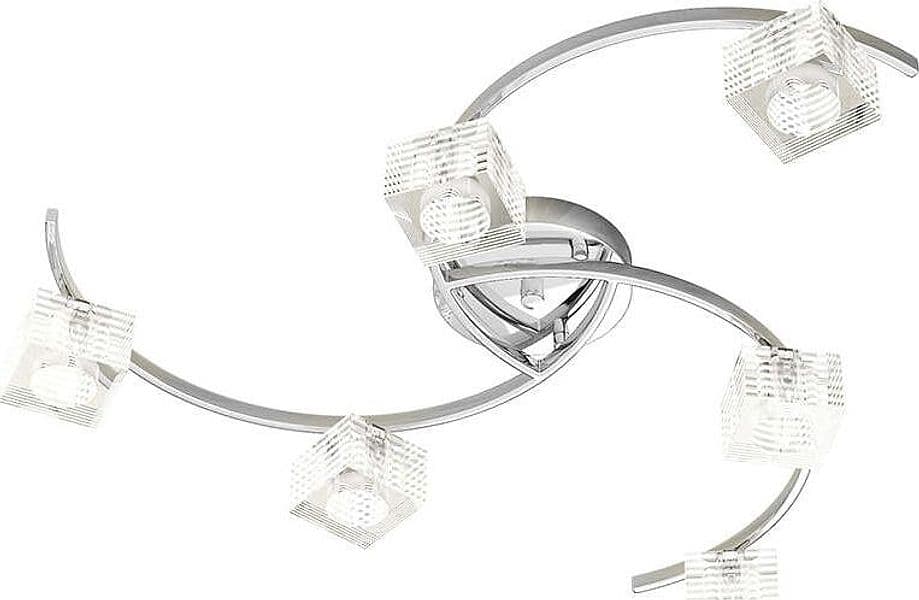 Plafoniera-Contemporanea-Metropolitan-Metallo-Cromo-Vetro-Trasparente-6-Luci-G9