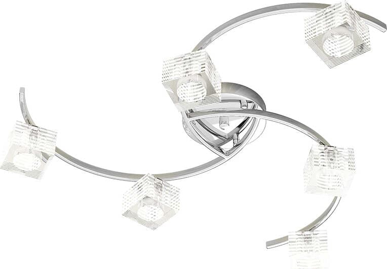 Plafoniera-Contemporanea-Metropolitan-Metallo-Cromo-Vetro-Trasparente-6-Luci-G9