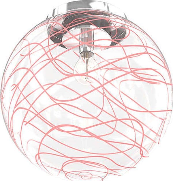 Plafoniera-Contemporanea-Moon-Metallo-Cromo-Vetro-Rosso-1-Luce-E27-D.30Cm