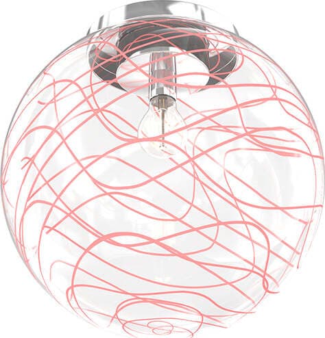 Plafoniera-Contemporanea-Moon-Metallo-Cromo-Vetro-Rosso-1-Luce-E27-D.30Cm