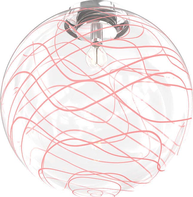 Plafoniera-Contemporanea-Moon-Metallo-Cromo-Vetro-Rosso-1-Luce-E27-D.40Cm