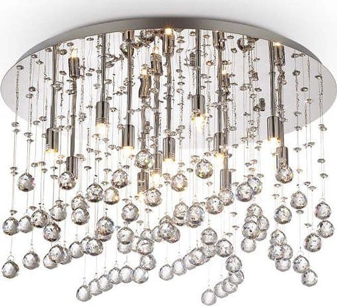 Plafoniera-Contemporanea-Moonlight-Metallo-Cristallo-Cromo-12-Luci-G9-3W-3000K